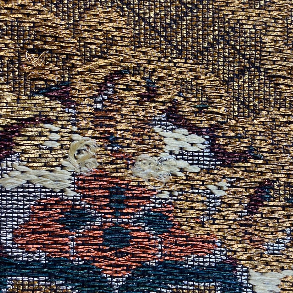 袋帯 美品 名品 鳳凰 華文 金銀糸 箔 金色 六通 正絹 【中古