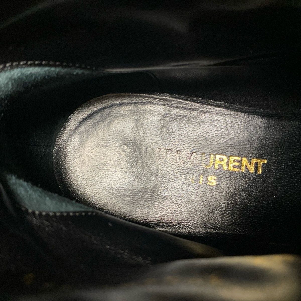 ✨️美品✨️ イヴサンローラン ミンクファー ショートブーツ ゴールド金具 黒 サンローラン(SAINT LAURENT)サンローラン ヒールショートブーツ