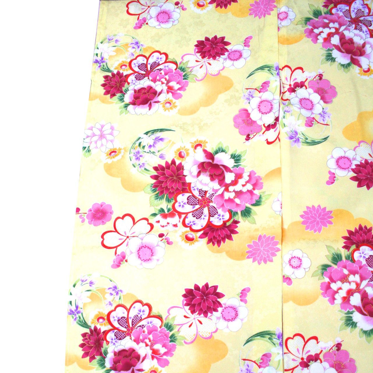  七五三 ７歳 四つ身 黄 小紋柄 着物 長襦袢 ポリエステル 七五三 季節 年中行事