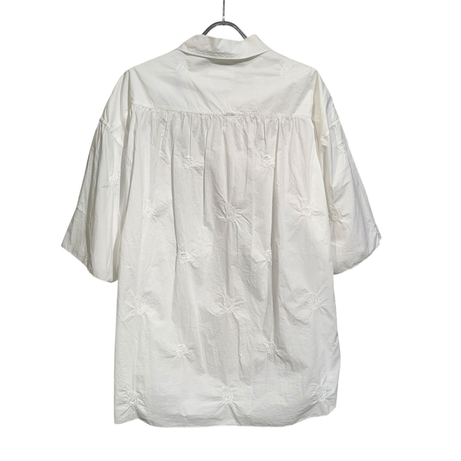 EDIFICE エディフィス 25051300101810 India make インディア メイク ポプリン エンブロイダリ― シャツ メンズ ホワイト M