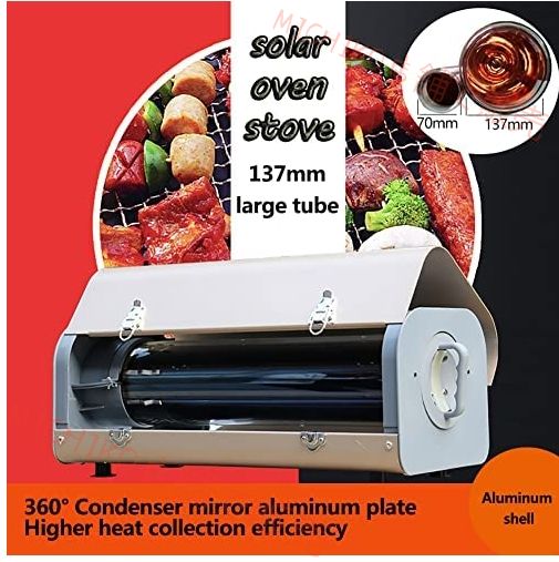 ソーラーオーブン ソーラーグリル 137mm大口径真空管付き ソーラークッカー サンストーブ 360°真空集熱式 キャンプ用ストーブ ソーラーBBQ調理器具 無燃料ストーブ 4~5人用