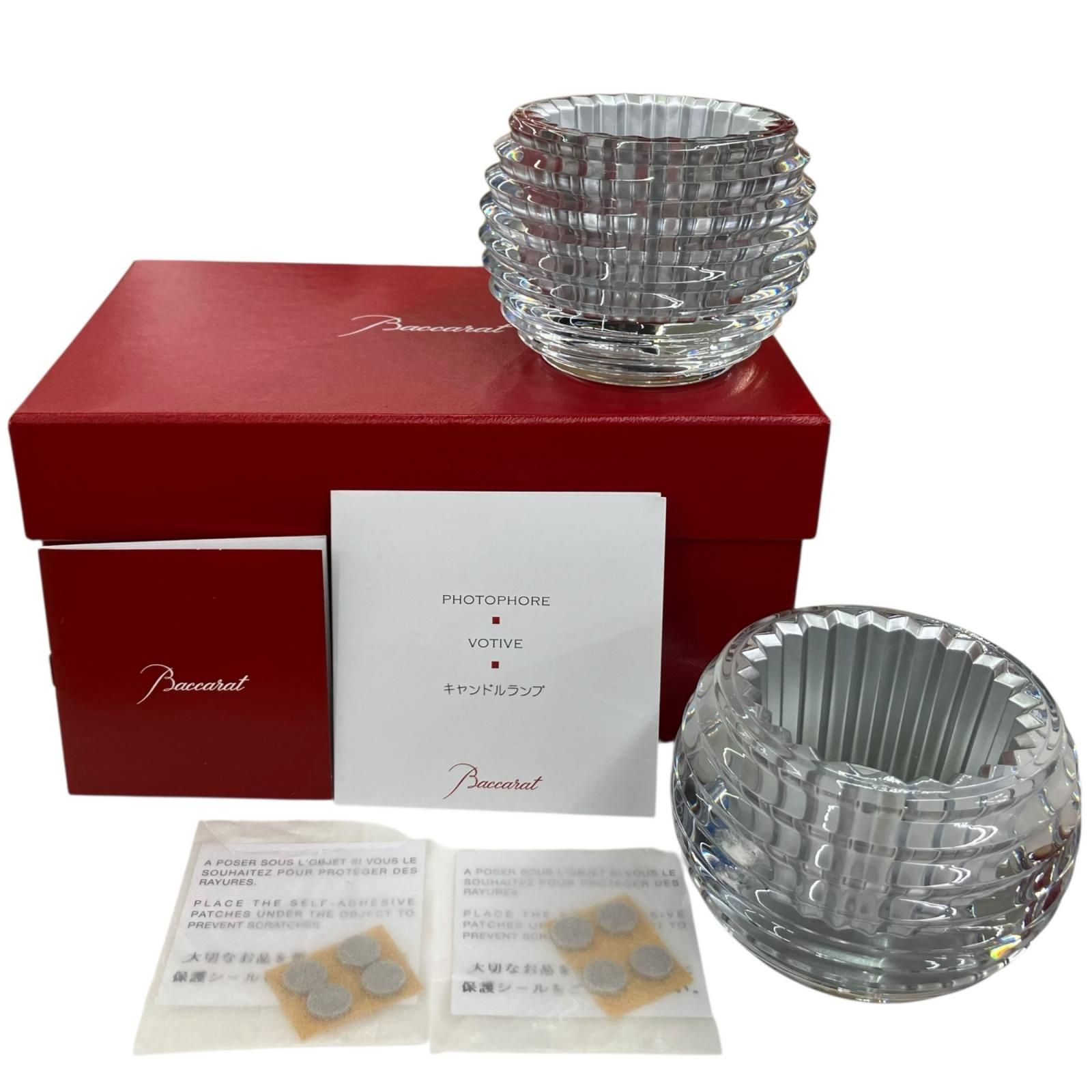 186001 現状品 Baccarat バカラ Baccarat ペア キャンドルランプ クリア ガラス