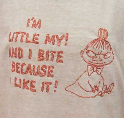 ムーミン Tシャツ リトルミイ ピグメント 刺繍 MM-9112BGベージュ フリーサイズ ムーミン Tシャツ リトルミイ ピグメント 刺繍 MM-9112BG