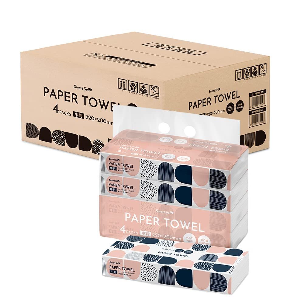 アイリスプラザ IRIS PLAZA 16個セット ペーパータオル 4パック×16個入り 200枚 中判 ティッシュ スマートエール