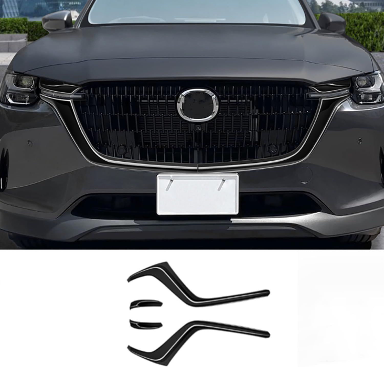 マツダ CX-60 KH系 2025 対応 センターグリルモール - フロントグリルカバー ABS 4P ブラック