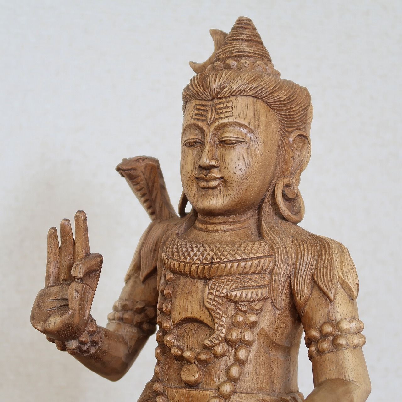 シヴァ神の木彫り 30cm 座像 木製 スワール無垢材 シバ神 オブジェ