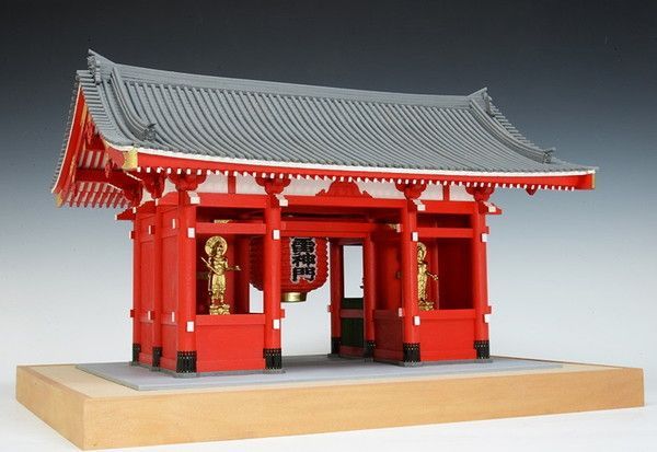 木工用アロンアルファ＋カッター＋紙やすり付き ウッディジョー 木製建築模型 1|50 浅草寺 雷門 佐川急便
