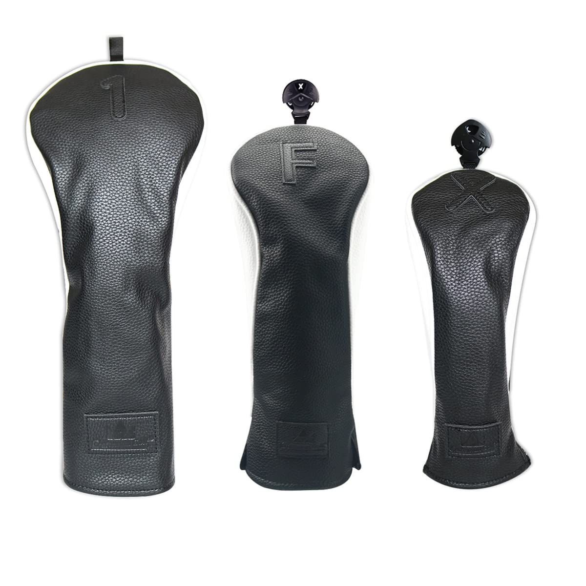 CRAFTSMAN クラフトマン ゴルフウッドカバー クラブヘッドカバー セット|単品 ドライバー用 フェアウェイウッド用 ユーティリティー用 番号タグ付き 三片式設計 ブラック