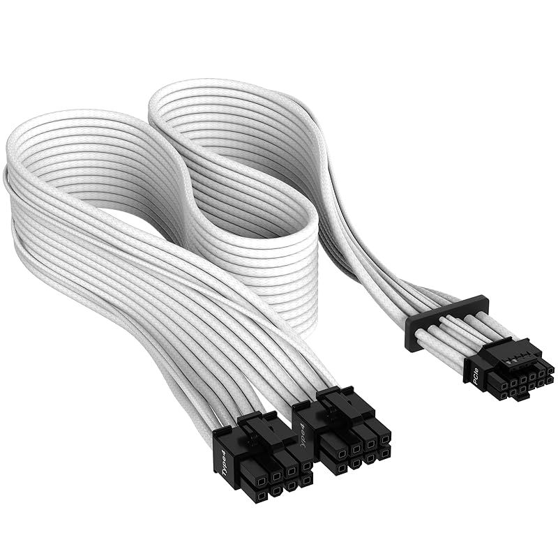 CORSAIR 12+4ピン 電源ユニット用モジュラーケーブル PCIe Gen 5 Type-4 600W 12VHPWR スリーブケーブル ホワイト CP-8920332 1