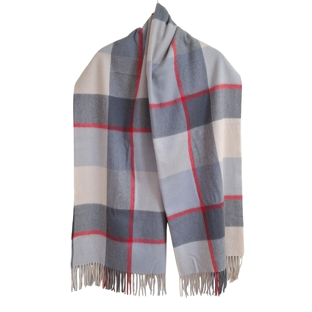 Joshua Ellis(ジョシュアエリス) マフラー - グレー×ベージュ×レッド  