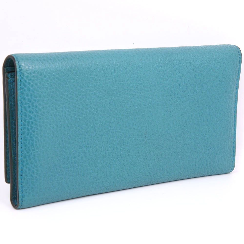 GUCCI】グッチ インターロッキングGG 449279 レザー 青緑 ユニ