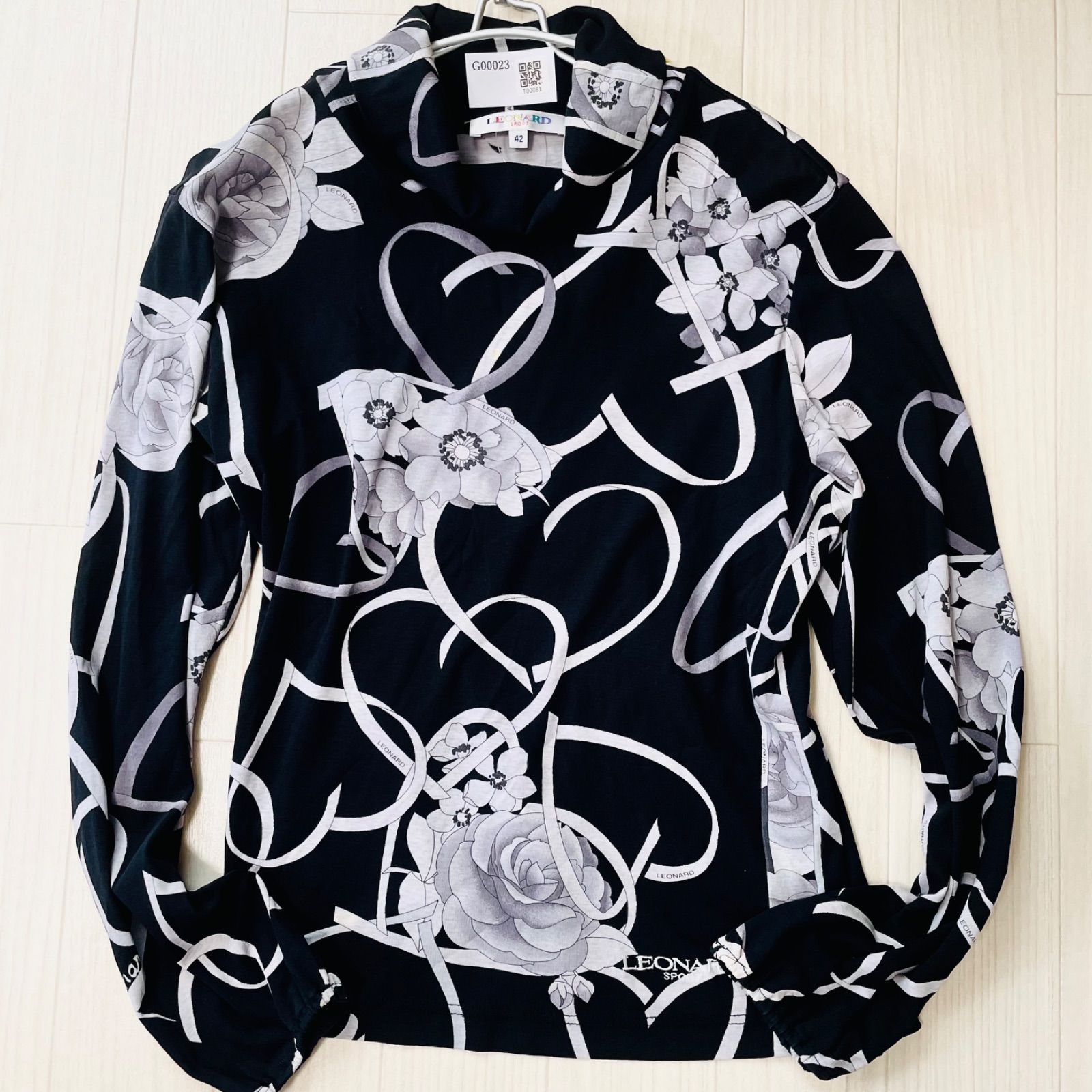 レオナールスポーツ カットソー コットン フラワープリント 長袖