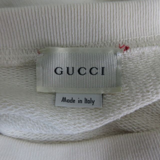 グッチ GUCCI スウェット トレーナー リンゴ柄 刺繡 スパンコール オフ