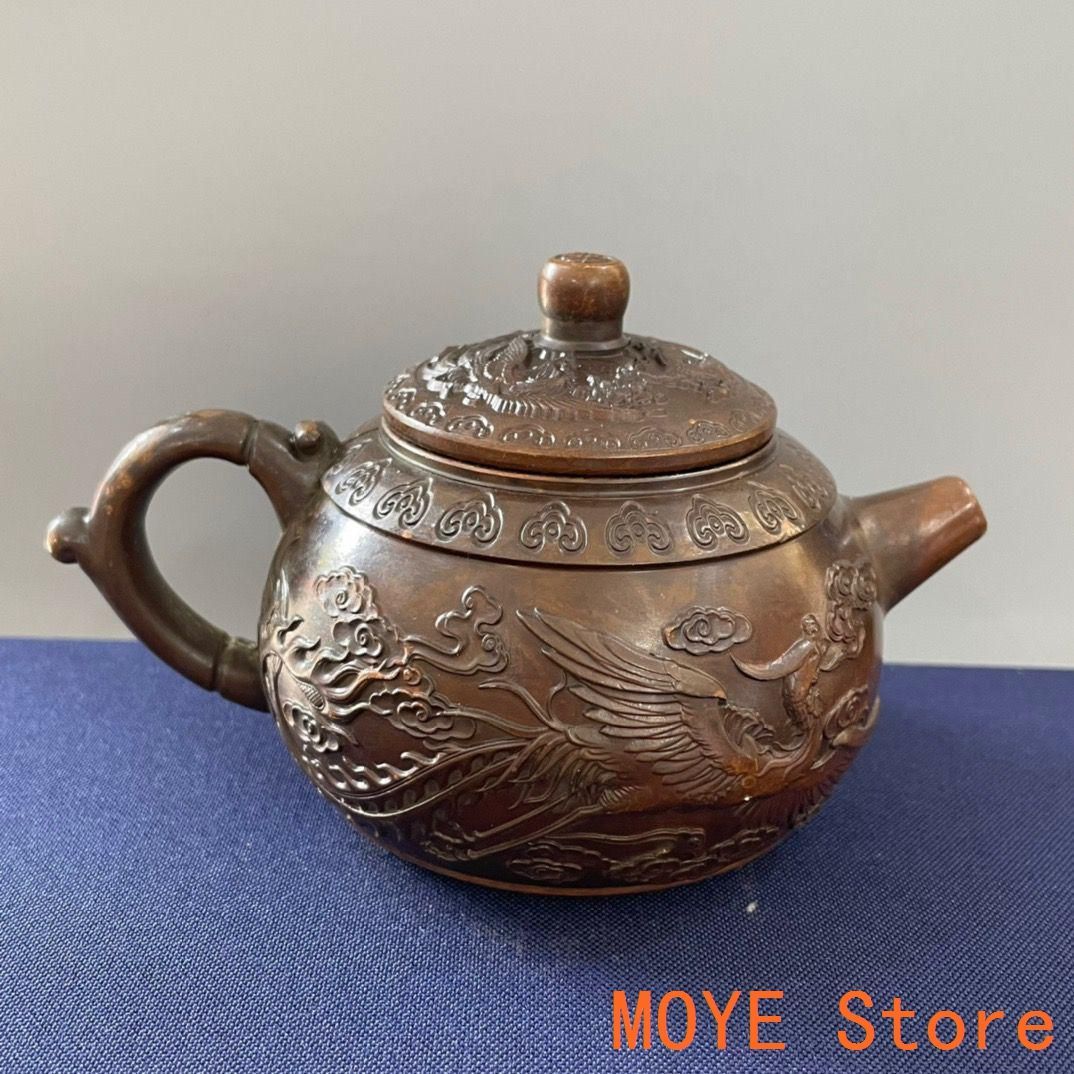 銅器 龍鳳茶壺 福字徳利 茶台 置物 装飾品 工芸品 銅 細工 彫刻 「 銅器 龍鳳茶壺 福字徳利 茶台 置物 装飾品 工芸品 銅 細工 彫刻 「
