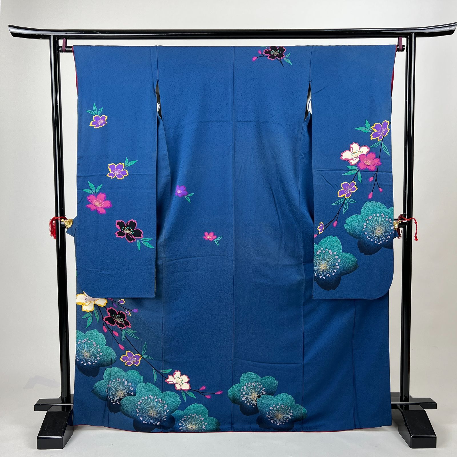 中振袖 振袖 正絹 中古品 青色 青緑 3S678 HZYA044000 振袖 青緑