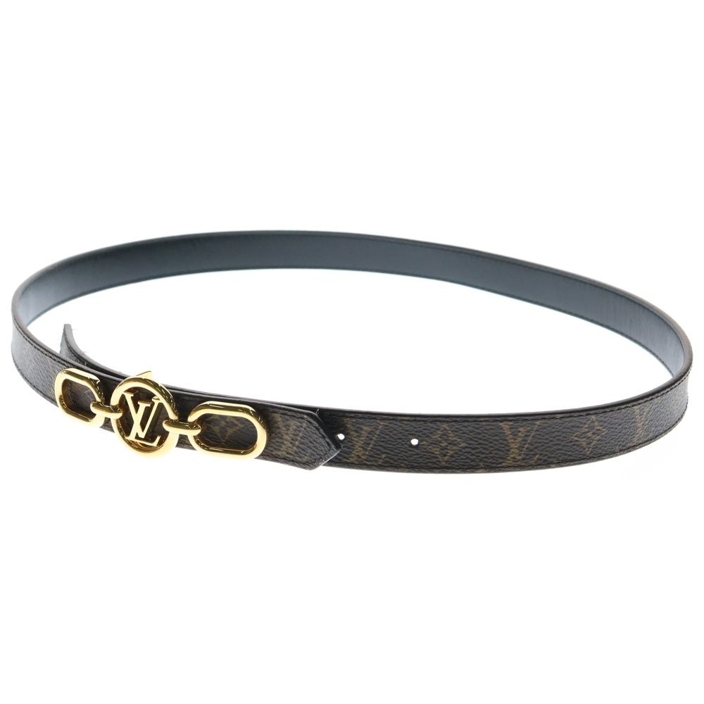 LOUIS VUITTON ルイヴィトン モノグラム LVサークルプライム ベルト ブラウン ゴールド金具 レザー 32|80