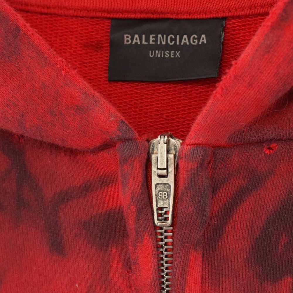 BALENCIAGA (バレンシアガ) SKATER GRAFFITI ZIP UP HOODIE RED