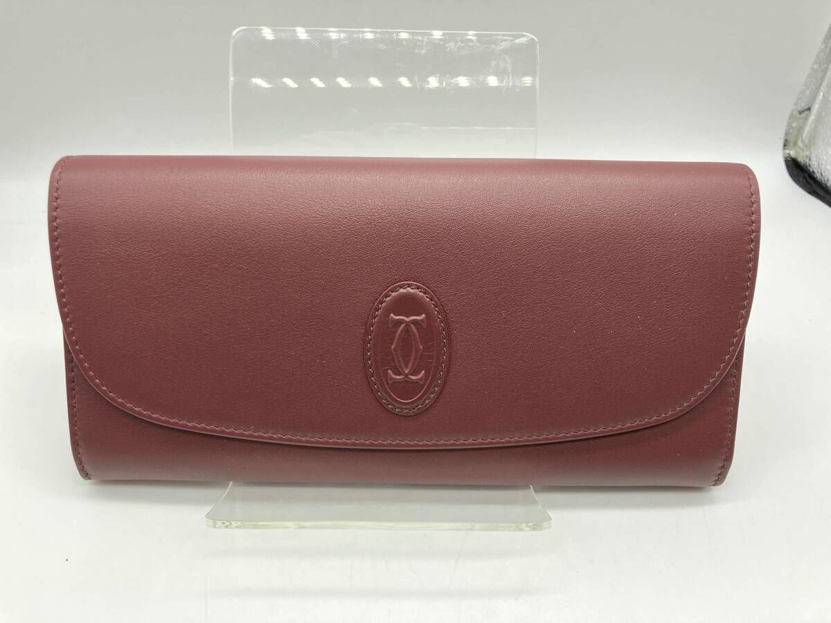 Cartier マストライン FMZJ 長財布 ホック式 小銭入れ カード入れあり カルティエ ボルドー 箱 保存袋付き