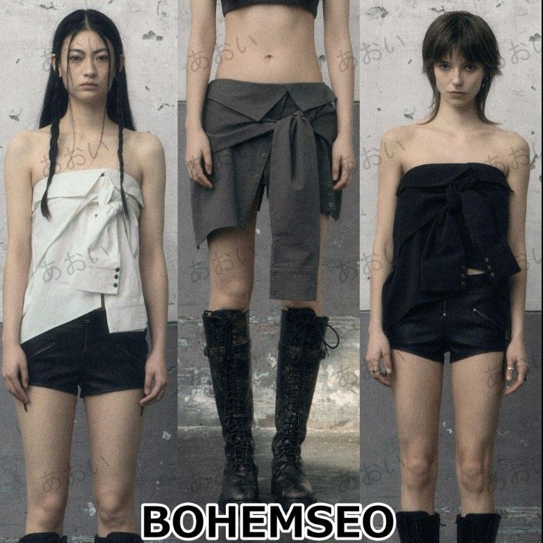 ★BOHEMSEO★UNBALANCED SHIRT SKIRT 3COLOURS