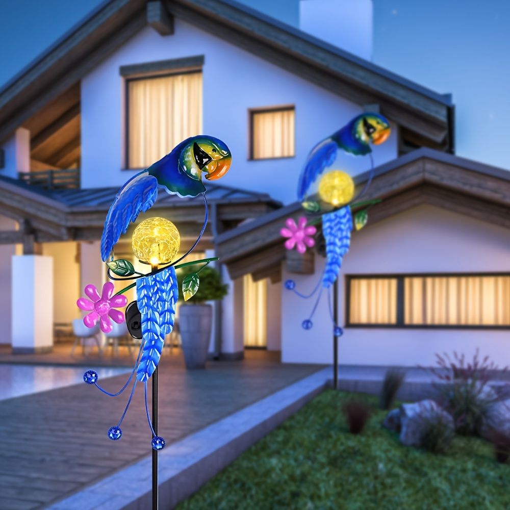 ガーデンライト オウム 青 ガーデニング オブジェ ソーラー