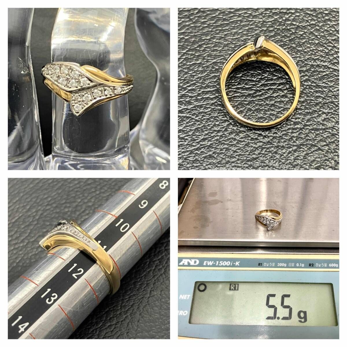 鑑別カード付 新品仕上済み 天然ダイヤモンド 0.22ct コンビ