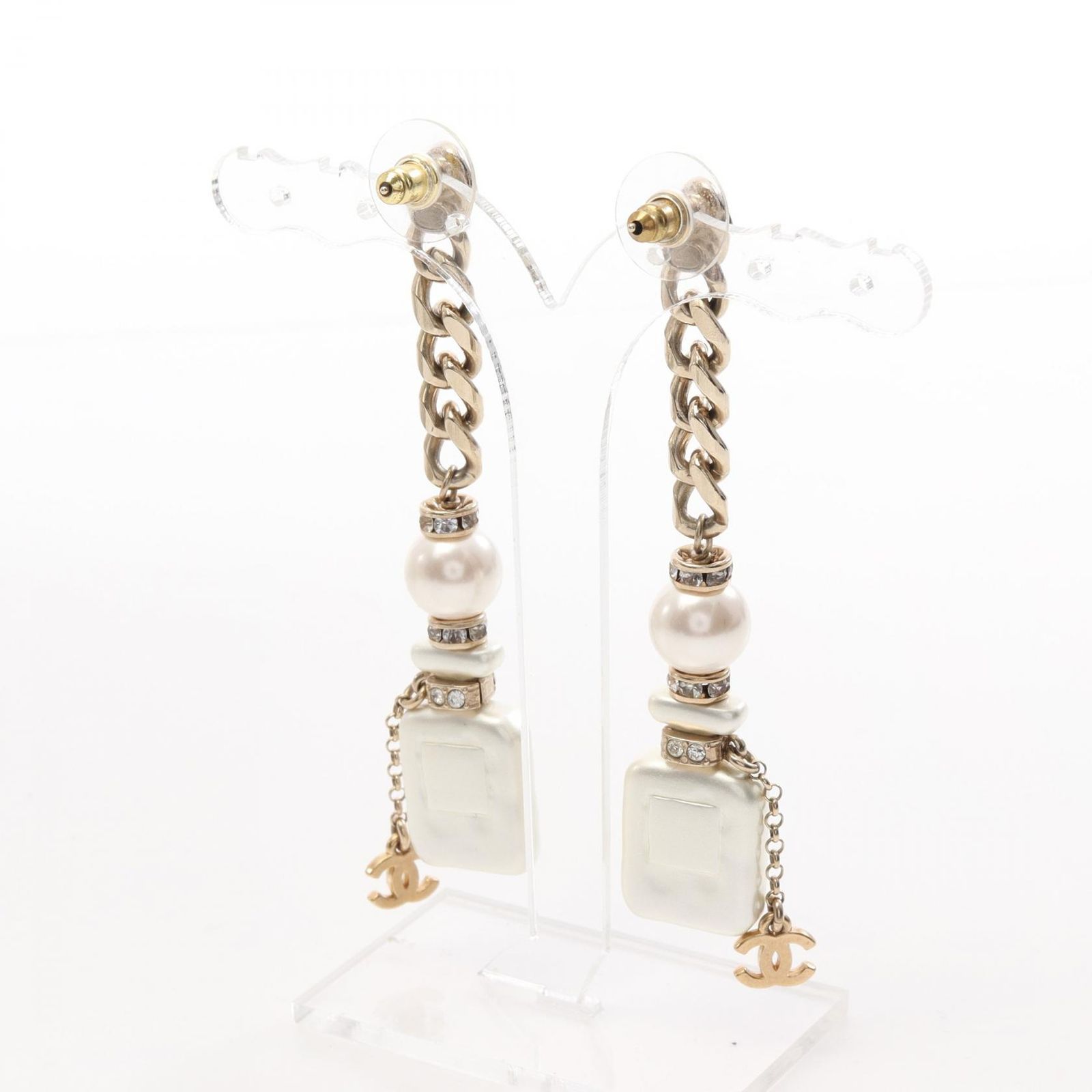 シャネル CHANEL ピアス ココマーク No.5 ホワイト GP（ゴールド