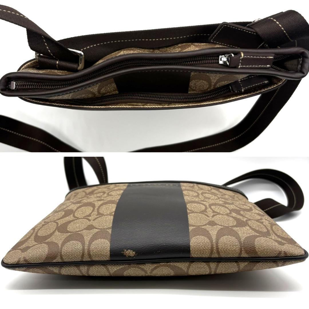コーチ シグネチャー ショルダーバッグ ブラウン PVC×レザー COACH