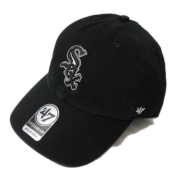 ’47 (フォーティセブン) FORTYSEVEN ホワイトソックス (シカゴ) キャップ 帽子 White sox ’47 CLEAN UP Black x Black&White Logo メジャーリーグ MLB ベースボール