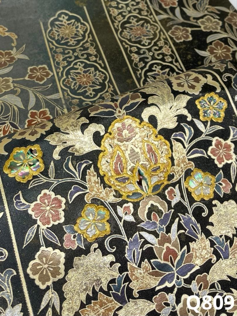 螺鈿細工 袋帯 唐花文様 金彩 正絹 お太鼓柄 - メルカリ