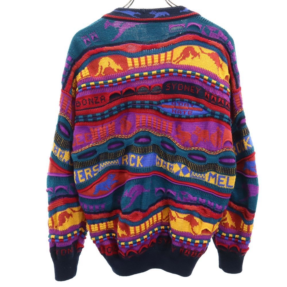 HYSPORT 90s ウール オールド 3Dニット 総柄 長袖 ニット カーディガン