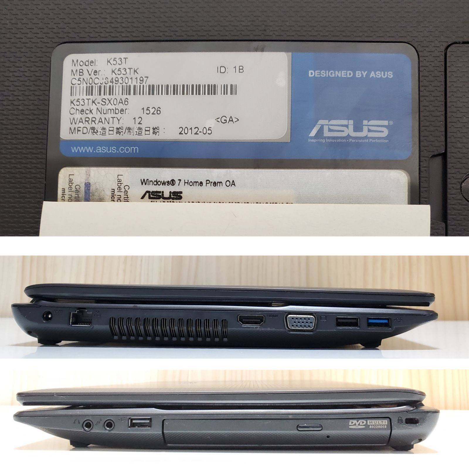ASUS K53TK-sx0A6 ノートパソコン Windows7 4GB ASUS K53TK K53TK