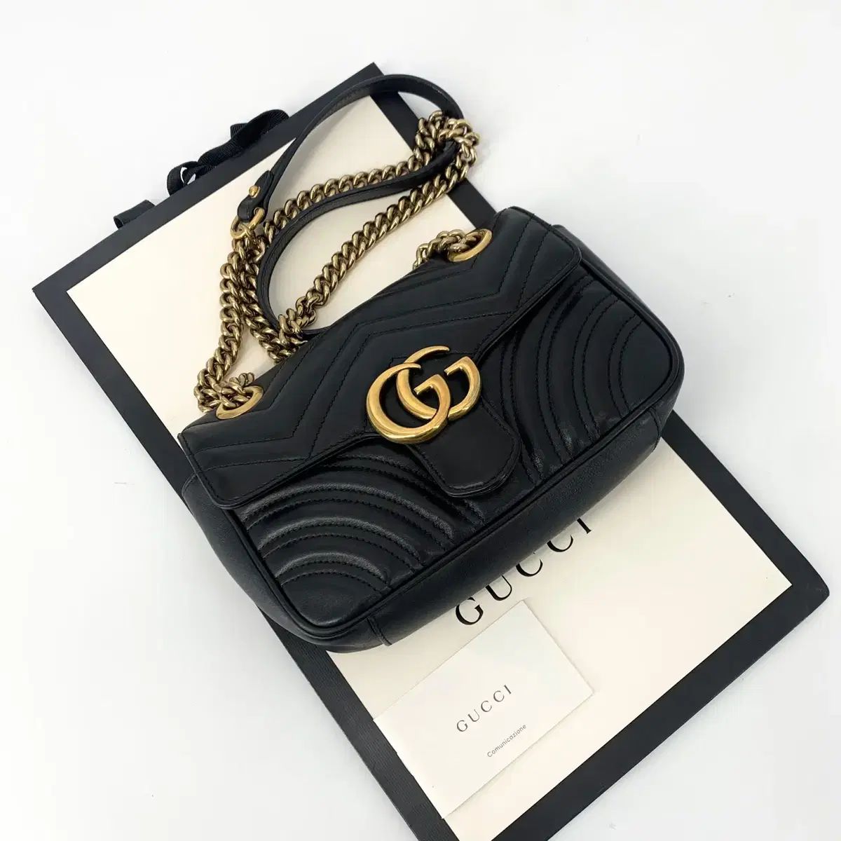 GUCCI グッチ マーモント マトラッセ ミニ フラップ ショルダーバッグ 446744