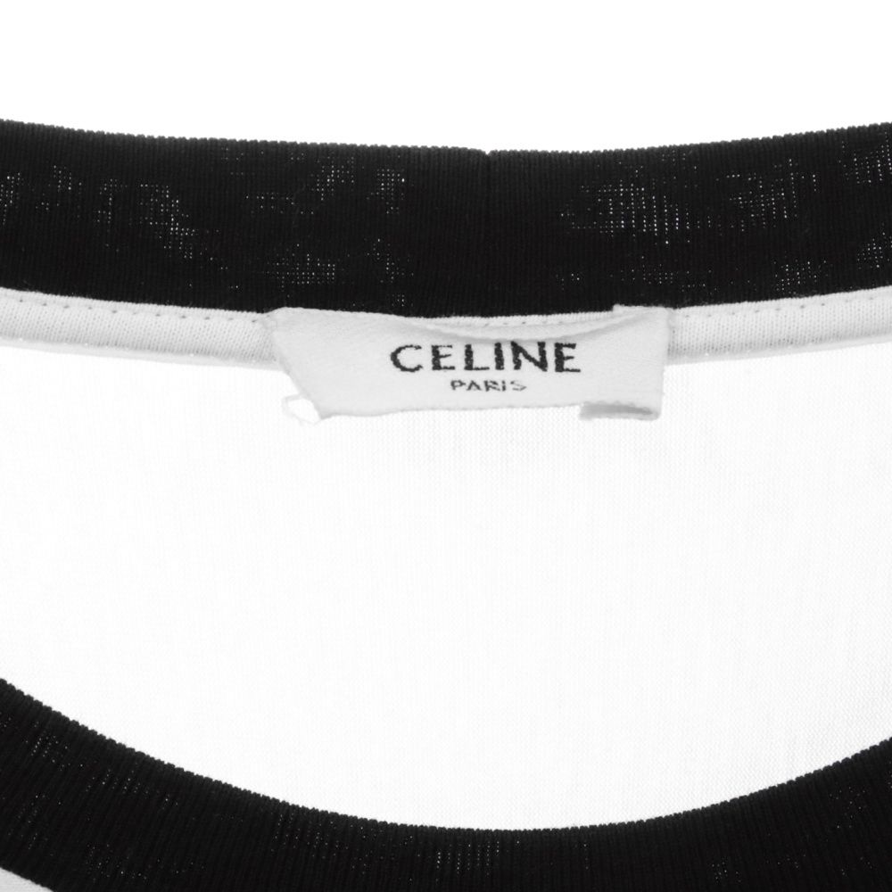 CELINE (セリーヌ) チェックロゴ プリントスタッズバイカラールーズT 