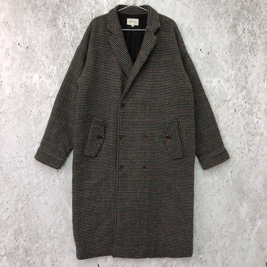 EMMA CLOTHES エマクローズ ビーバーメルトン オーバーサイズ ロングダブル チェスター コート グレー Lサイズ 〇