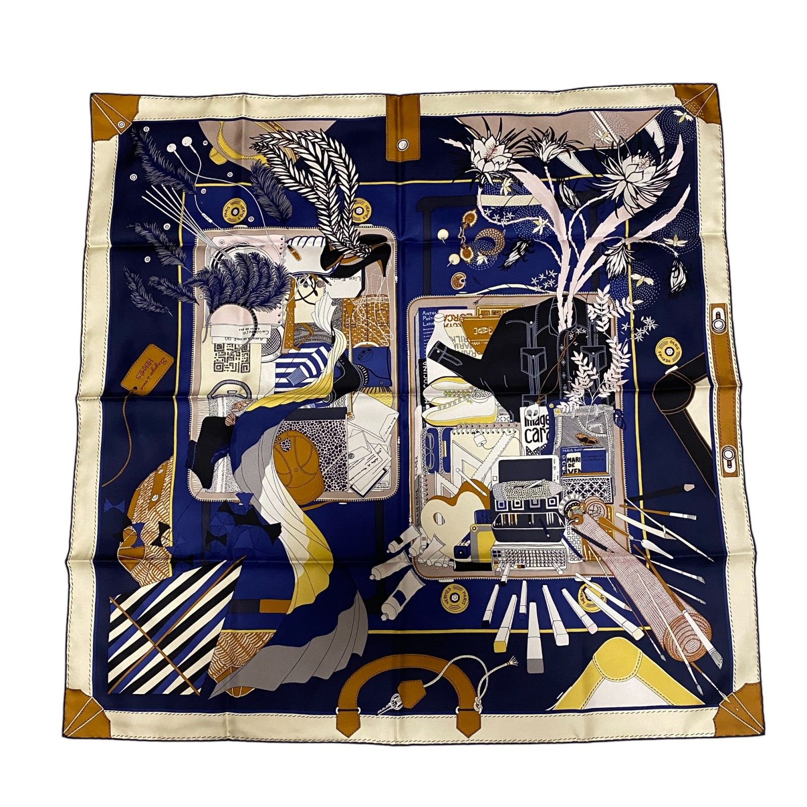 エルメス HERMES レディース スカーフ カレ90 バガージュ ア マン スカーフ