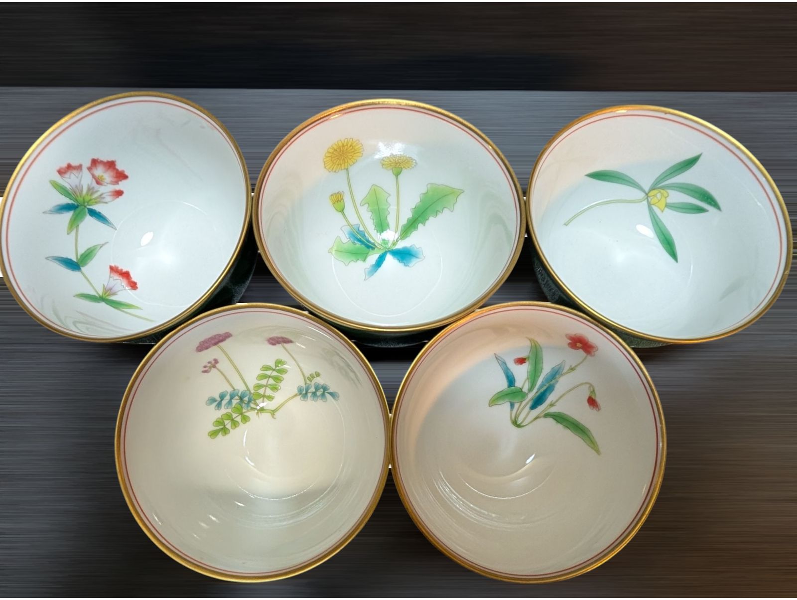 香蘭社 つごもり草花 絵変わり湯呑 5客揃い YN25E T 7