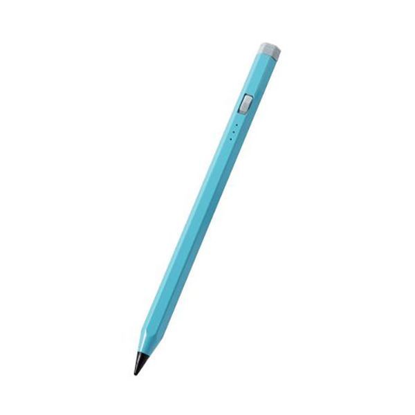 エレコム iPad用 タッチペン スタイラスペン 充電式 スリム 六角鉛筆型 ブルー P-TPACAPEN01BU