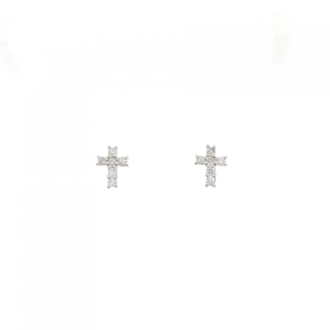 PT|PT900 クロス ダイヤモンド ピアス 0.12CT