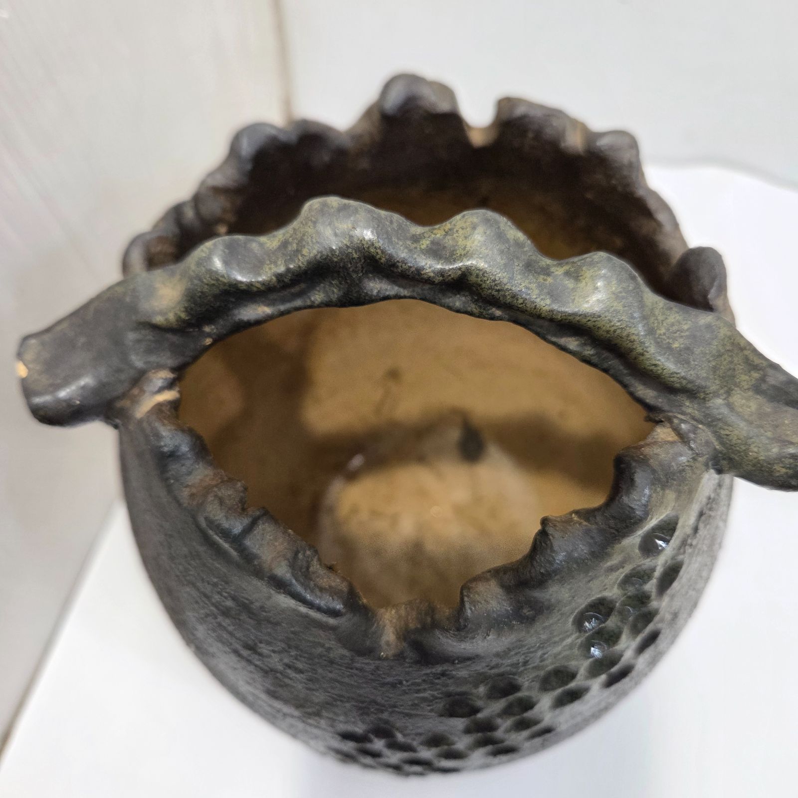 S96246 信楽焼 花瓶 花器 灰マット手付花入 陶器 壺 花瓶