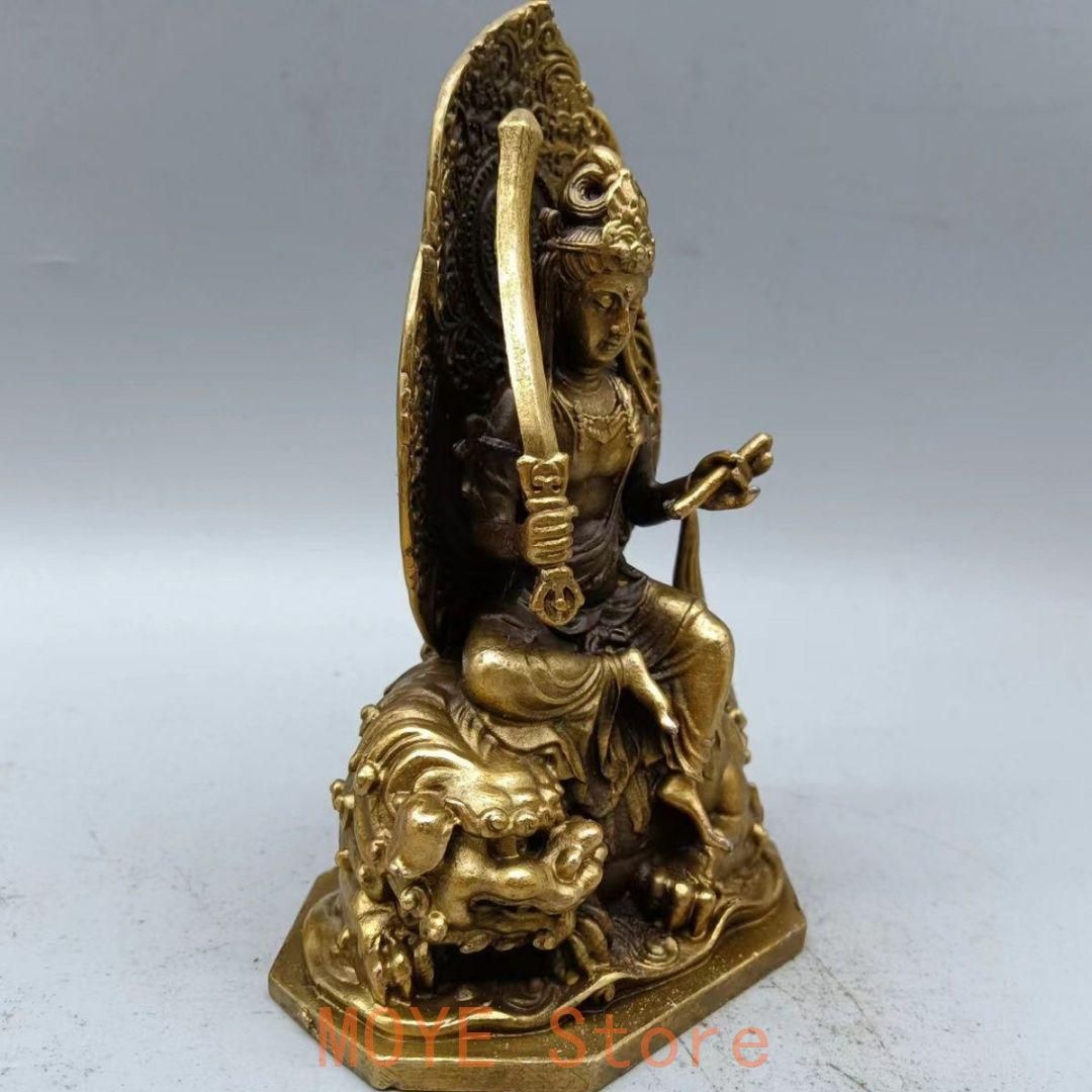 銅製 仏像 文殊菩薩仏像 家内 仏堂奉納 装飾品 工芸品 置物zw0829