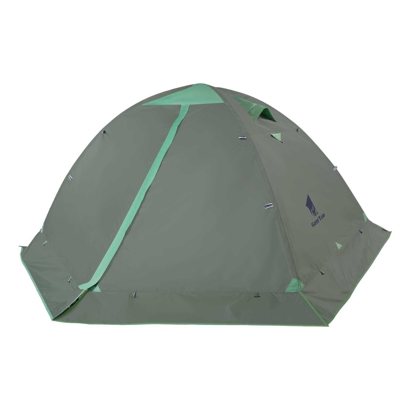 テント GEERTOP 2人用 ソロテント 軽量 4シーズン 二重層 耐水圧5000MM 防水 登山テント スカート付き 防寒 キャンプ バイク アウトドア ツーリング 冬用 簡単設営