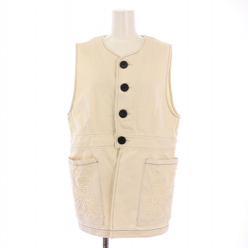 ジョイスアディッド JOICEADDED Embroidered Vest エンブロイベスト クルーネック 刺繍 F アイボリー J243VT01 |BB