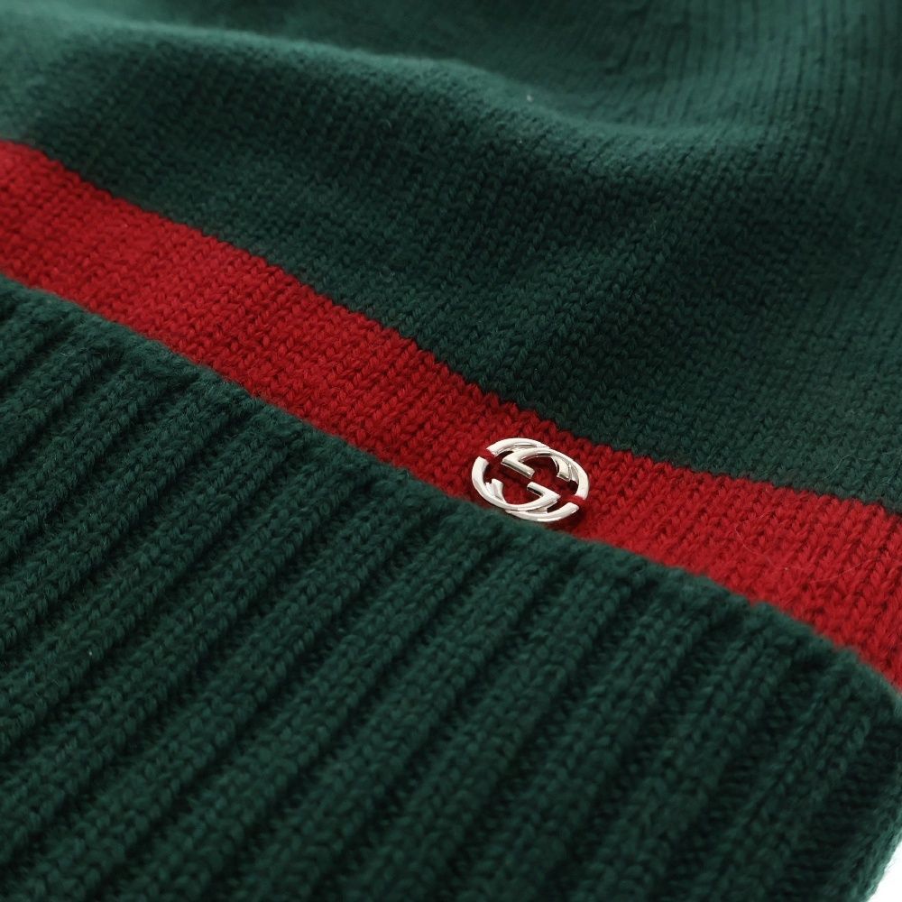 GUCCI グッチ GGロゴ シェリーカラー ニットキャップ 帽子 グリーン 494598 4G206 3074 GUCCI (グッチ) GGロゴ シェリーカラー ニットキャップ 帽子 グリーン