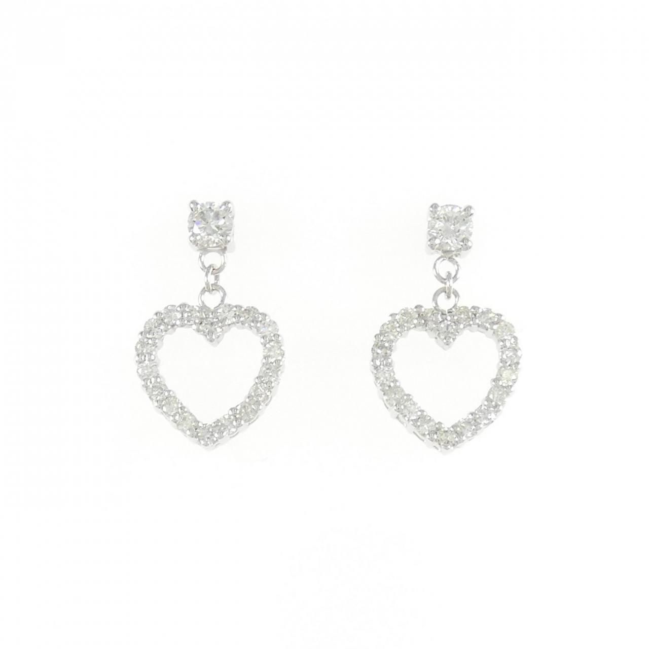 750WG K18WG ハート ダイヤモンド ピアス 0.57CT