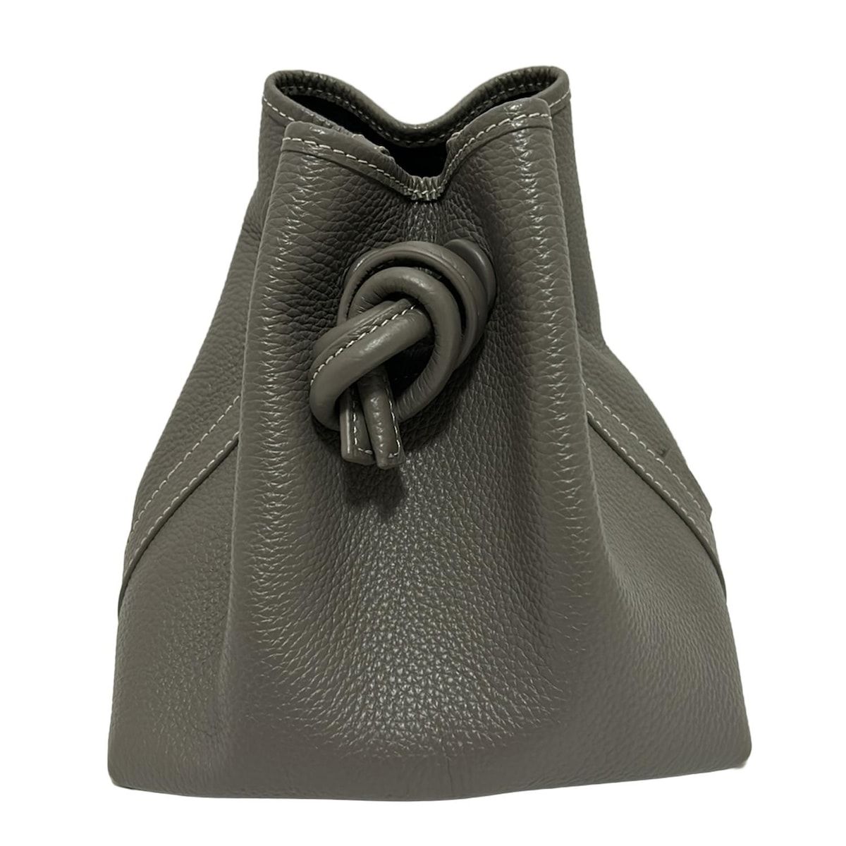 VASIC レザー巾着型ショルダーバッグ グレー