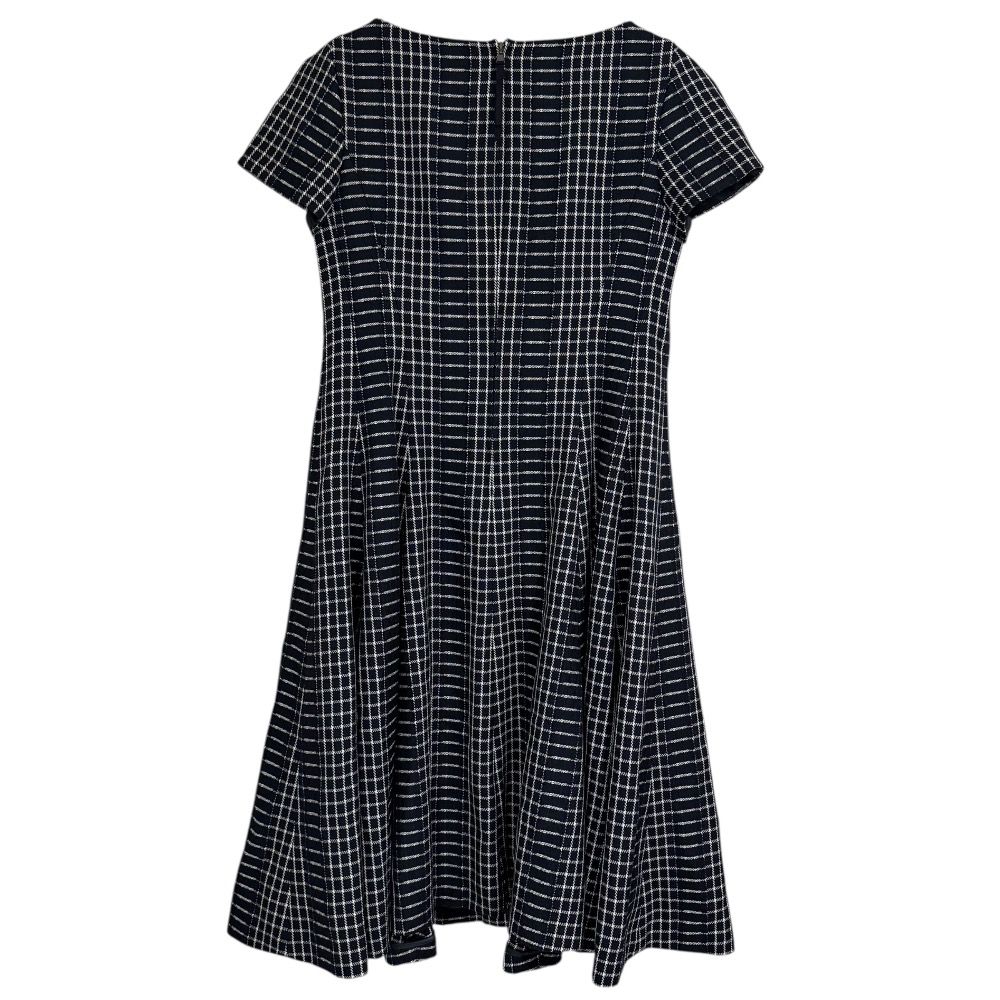 FOXEY フォクシー 2025年モデル チェック柄 半袖 ひざ丈 フ ワンピース 43891 38 ネイビー レディース 古着