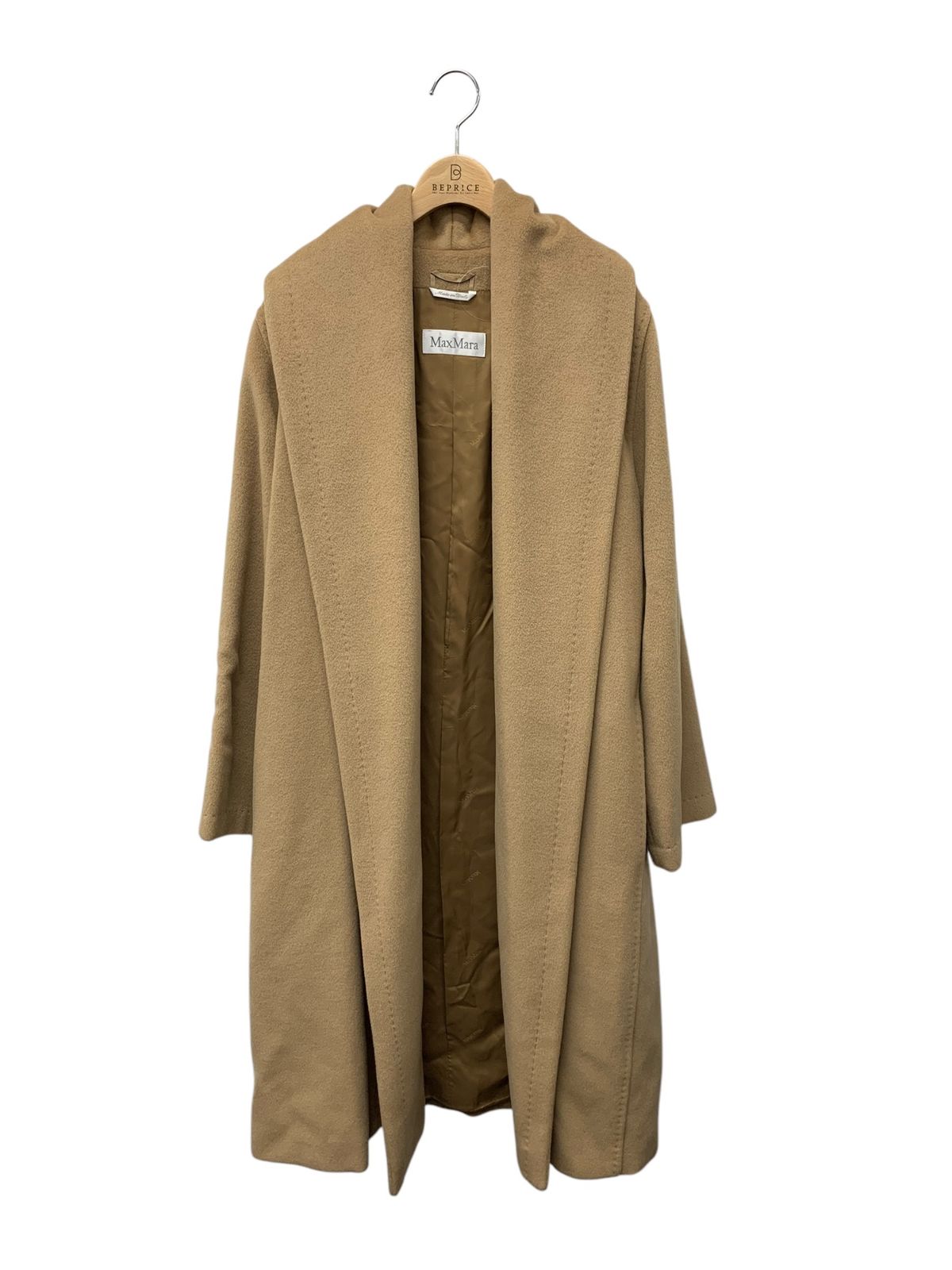 マックスマーラキャメルアンゴラウールショールカラーコート□36白タグ