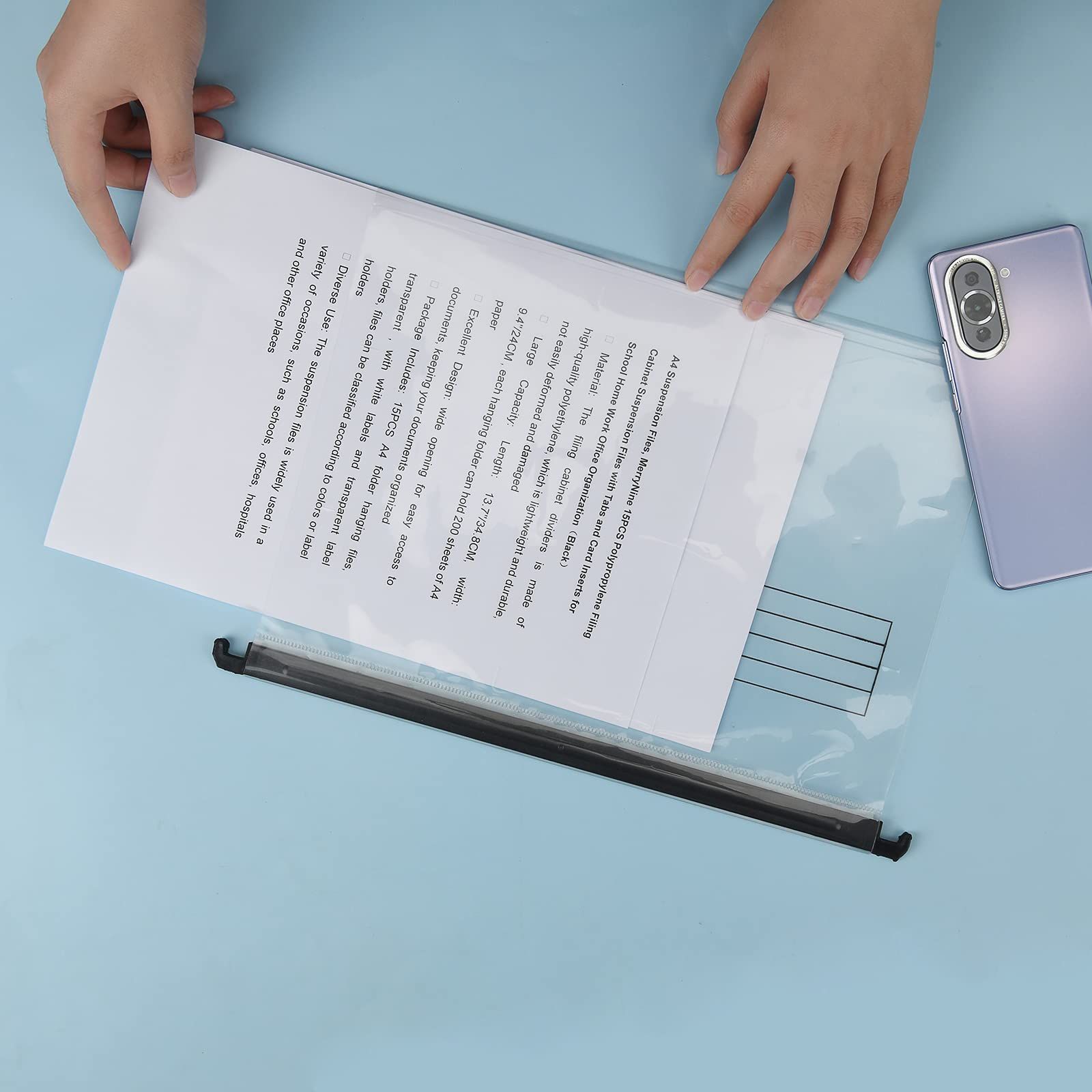 MerryNineA 4サスペンションファイル 15 PCSポリプロピレンファイリングキャビネットサスペンションファイル タブとカードインサート付き 学校の宿題オフィス組織用