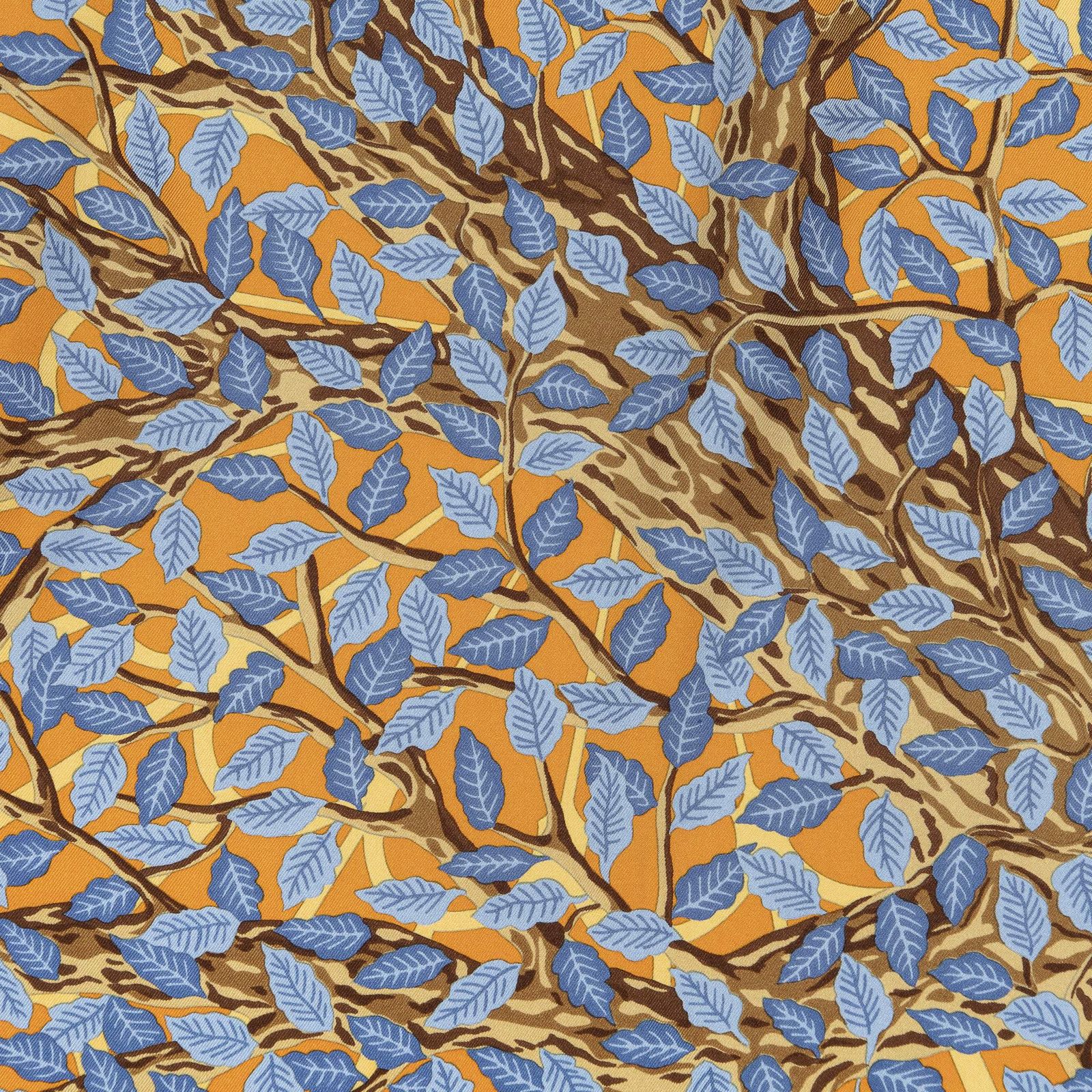 HERMES シルクスカーフ オレンジブルー