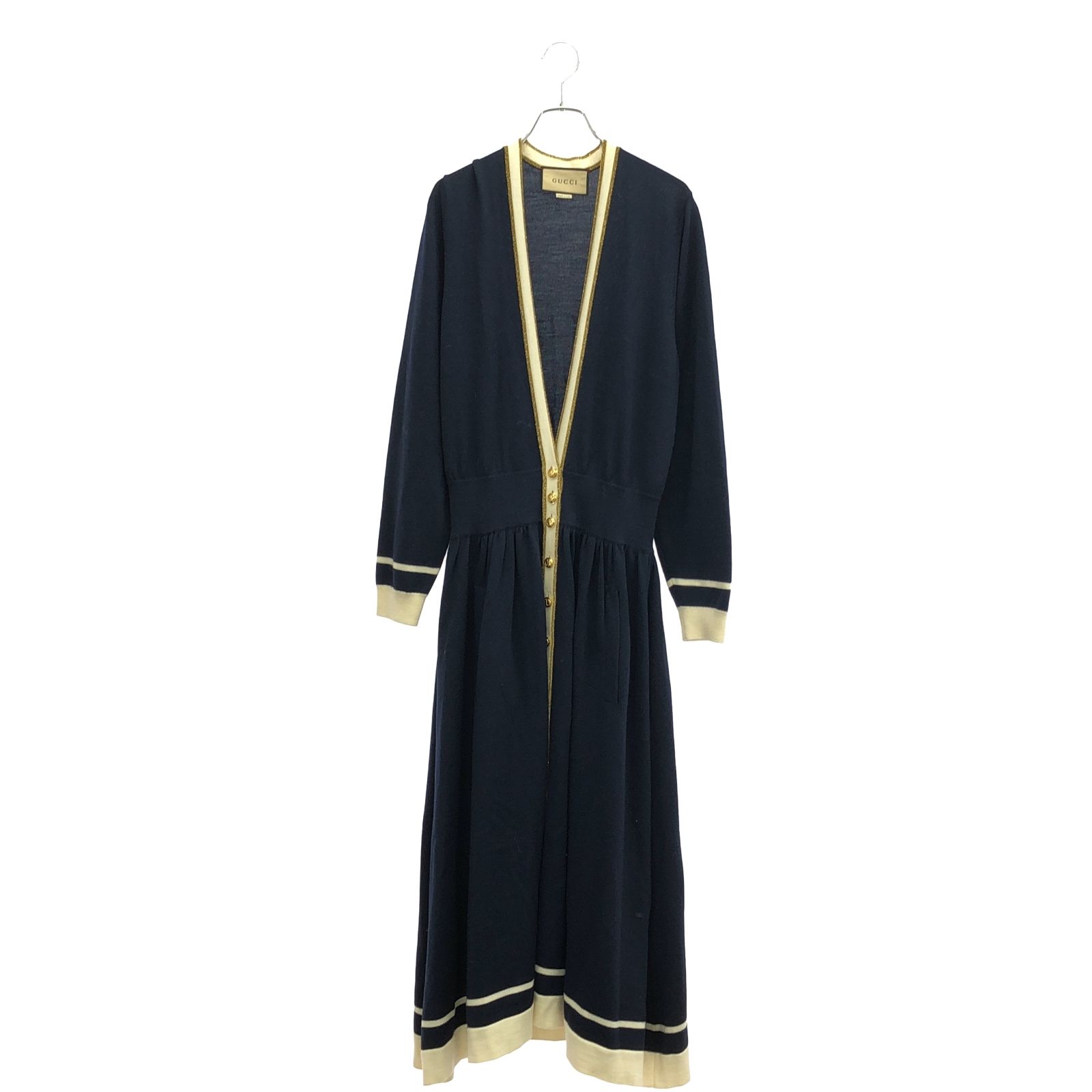 グッチ GUCCI ワンピース ワンピース ネイビー オフホワイト 713541 ネイビー ウール ワンピース ネイビー オフホワイト 713541 レディース Used A